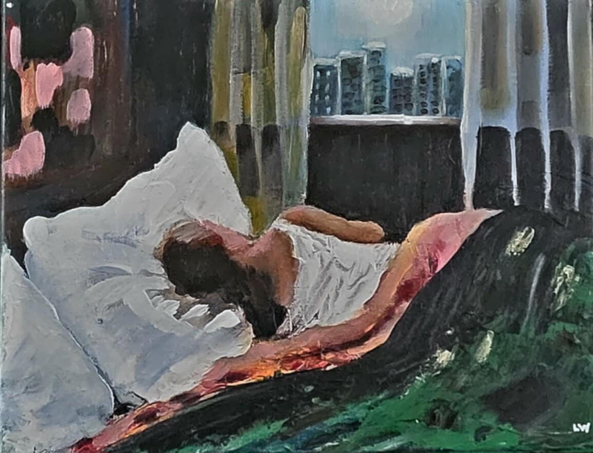 sleeping. 11&quot;x14&quot; acrylic on canvas $150