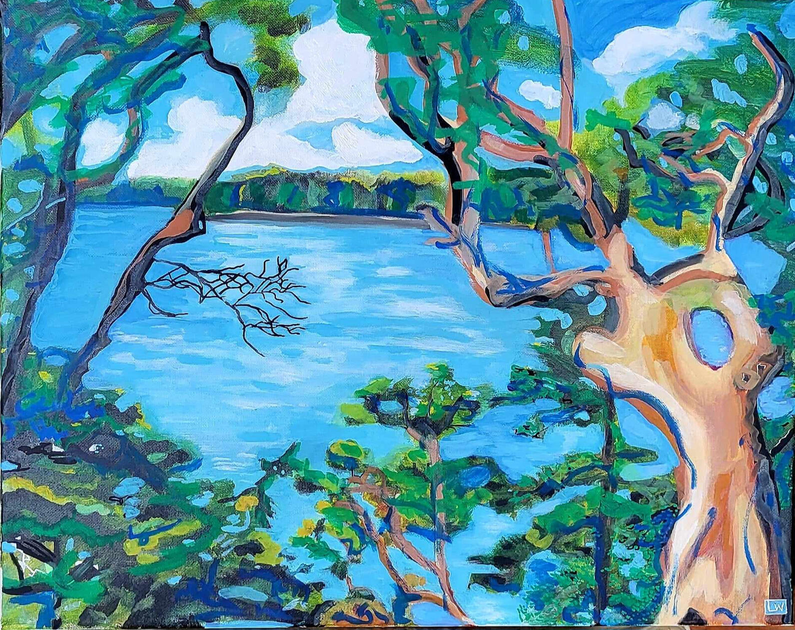 bennett bay, mayne island. 16&quot;x20&quot; acrylic on canvas $200