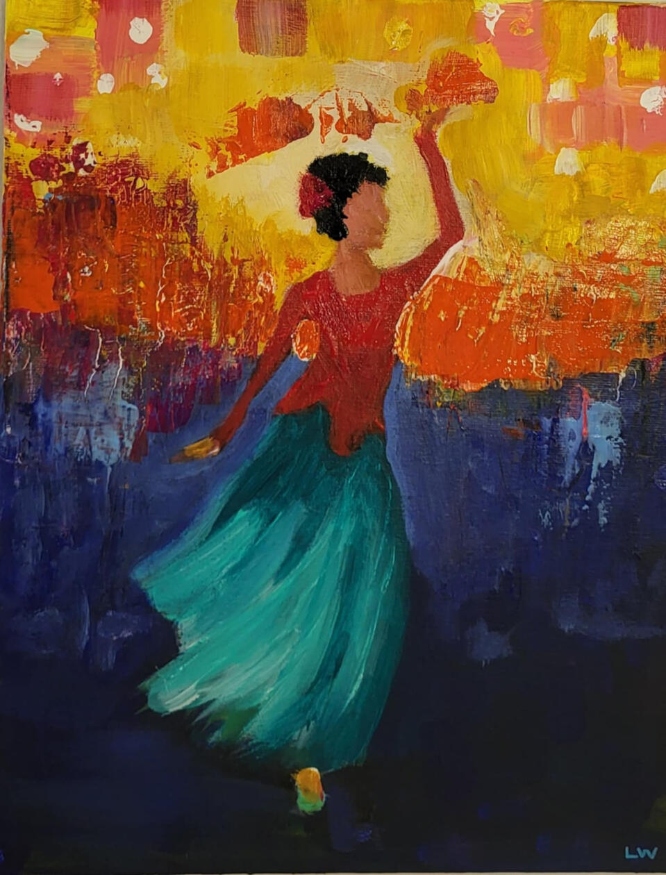 and still she danced 11x14 acrylic on canvas $150