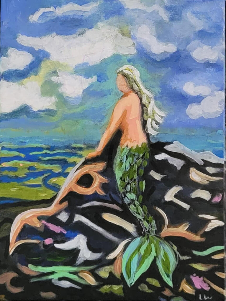 mermaid. 12&quot;x16&quot; acrylic on canvas $180