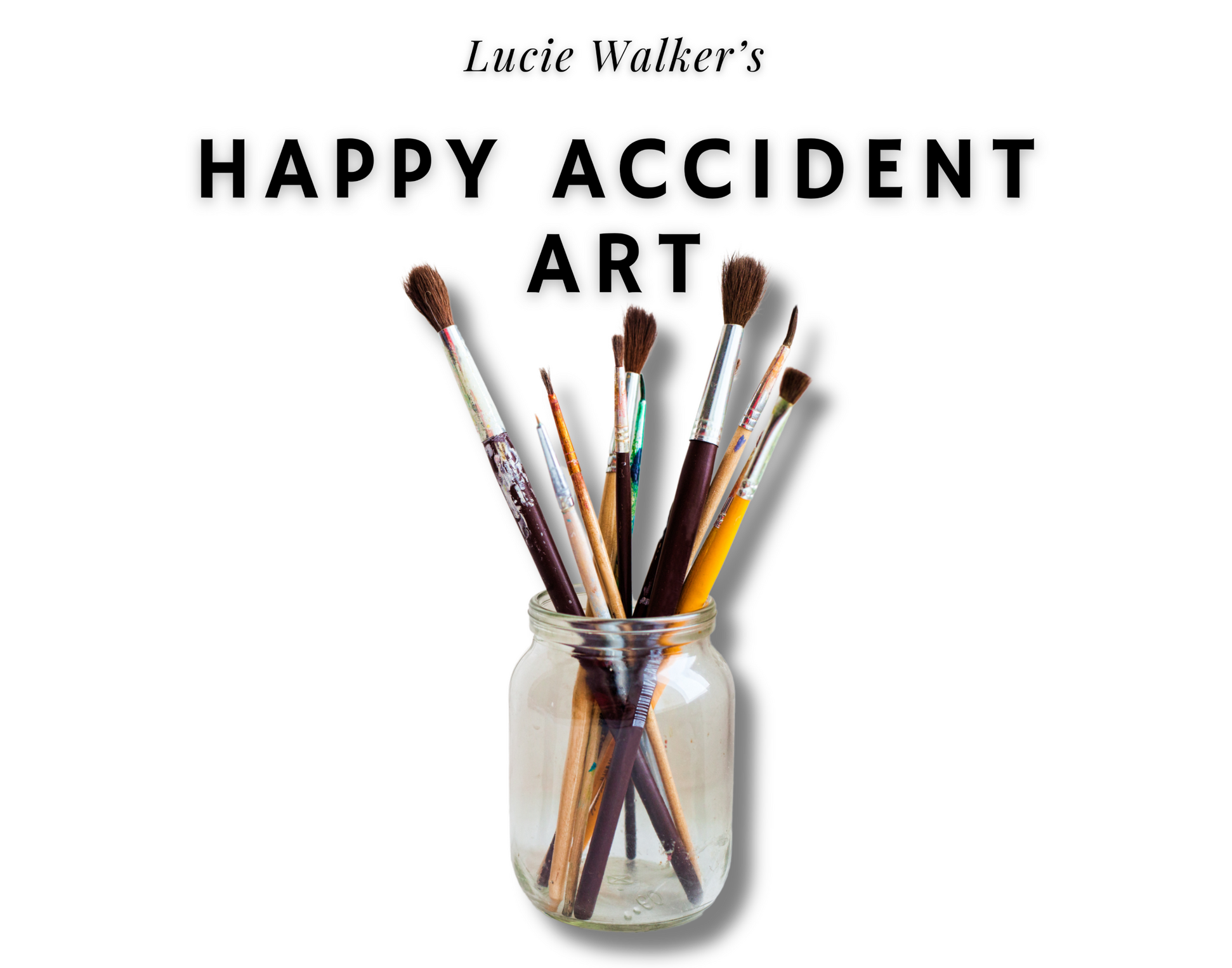 clear jar of paint brushes