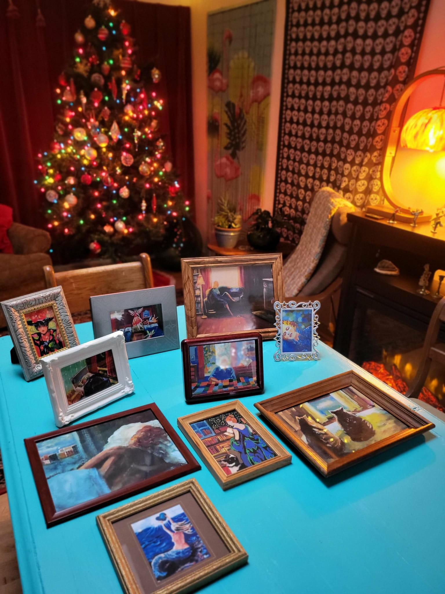 original painting by singerluciewalker advertising private painting workshops - whimsical women and paint yourself happy