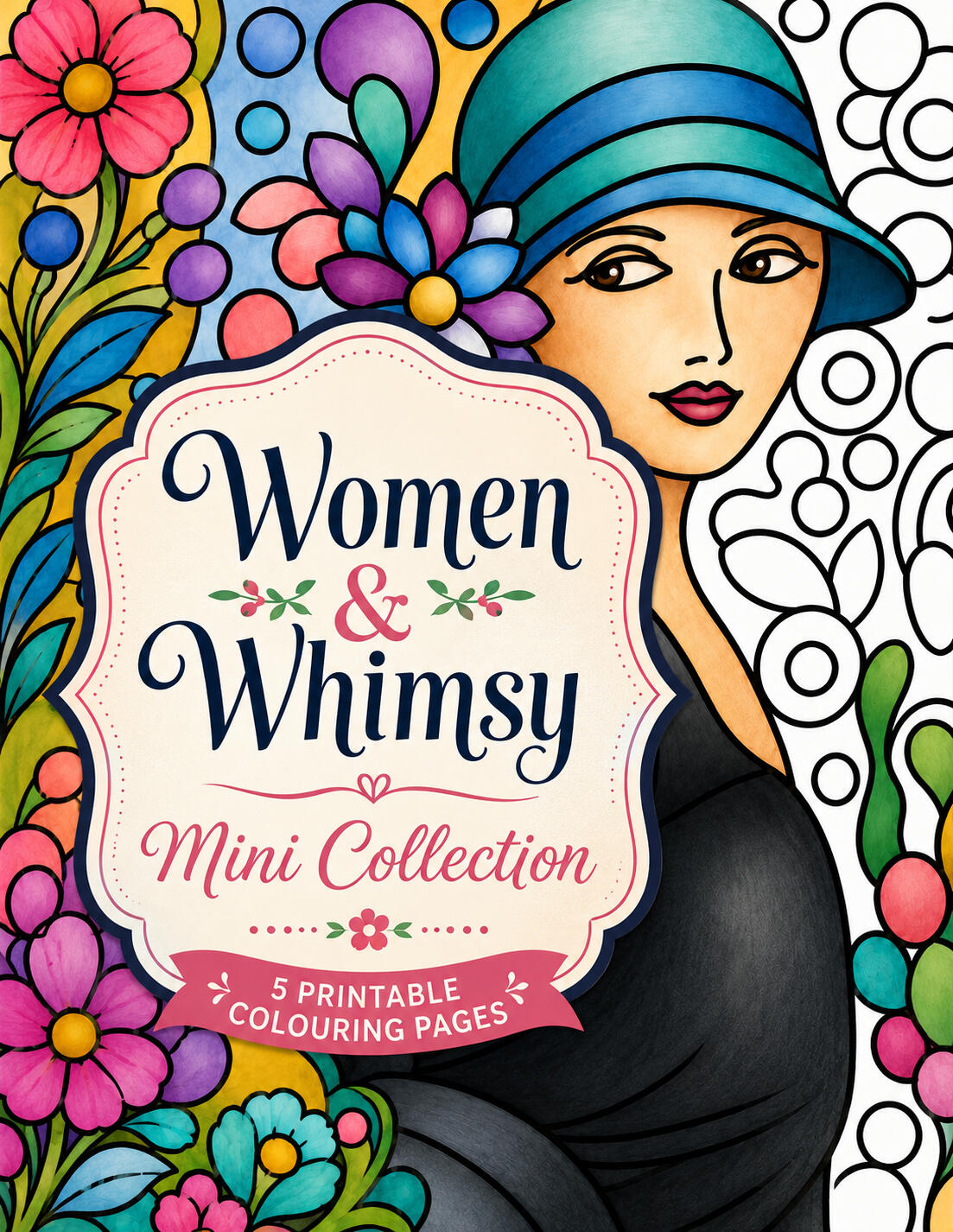 Women & Whimsy Mini Collection 5 downloadable colouring pages